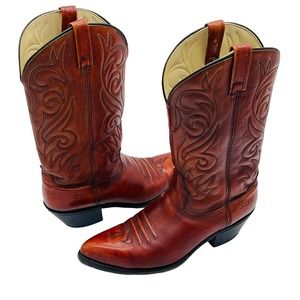 Vintage DINGO Western Cowboy Boots Traditional Pointed Toe Womens Sz 12 Mahogany